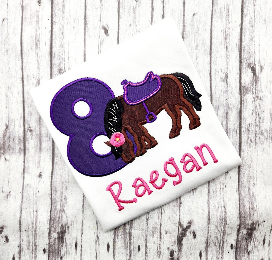 Girl 8th Birthday Horse Shirt Birthday Shirt With Brown Horse Etsy