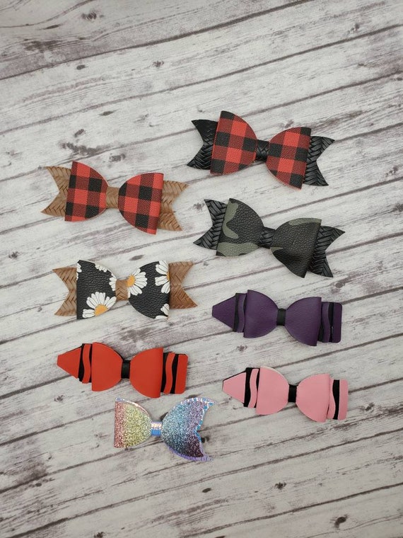 Gorgeous leather bow hair clips Amazon.com : PU Leather Hair Bow Clip for Women and Girls  main image 4
