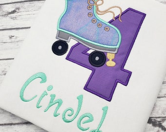 Embroidered Roller Skate Birthday Shirt: Personalized Skate Party Outfit