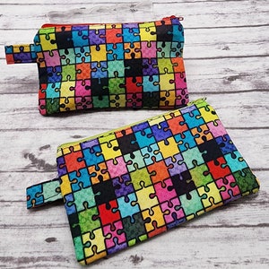 Coin Pouch, Coin Purse, Keychain, Handmade Cotton Wristlet Wallet, Coin Wallet, Key Ring, Handmade Coin Purse, Zipper Coin Pouch