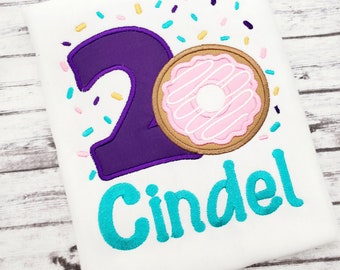 Girls Embroidered Donut Birthday Shirt: Personalized Party Outfit