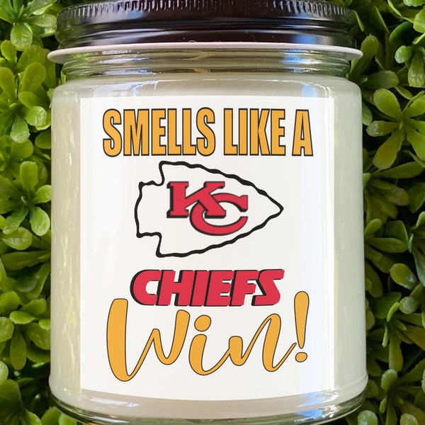 Smells like a Kansas City Chiefs win 9 oz scented candle manifestation good luck sports football team fan gift