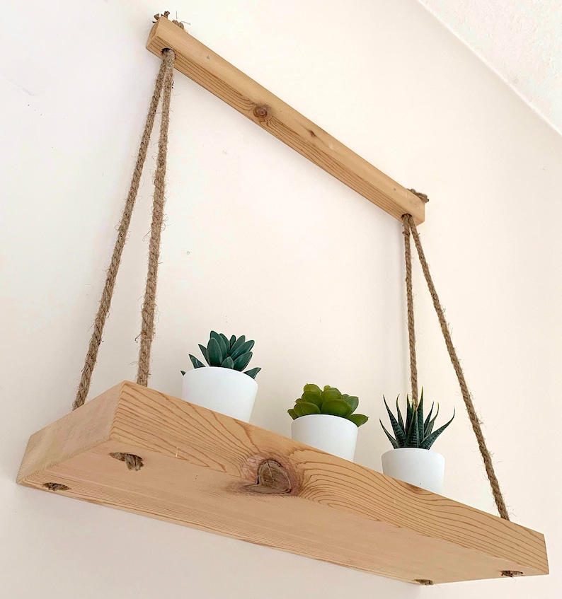 Hanging Rope Shelf reclaimed cedar wood handcrafted Etsy