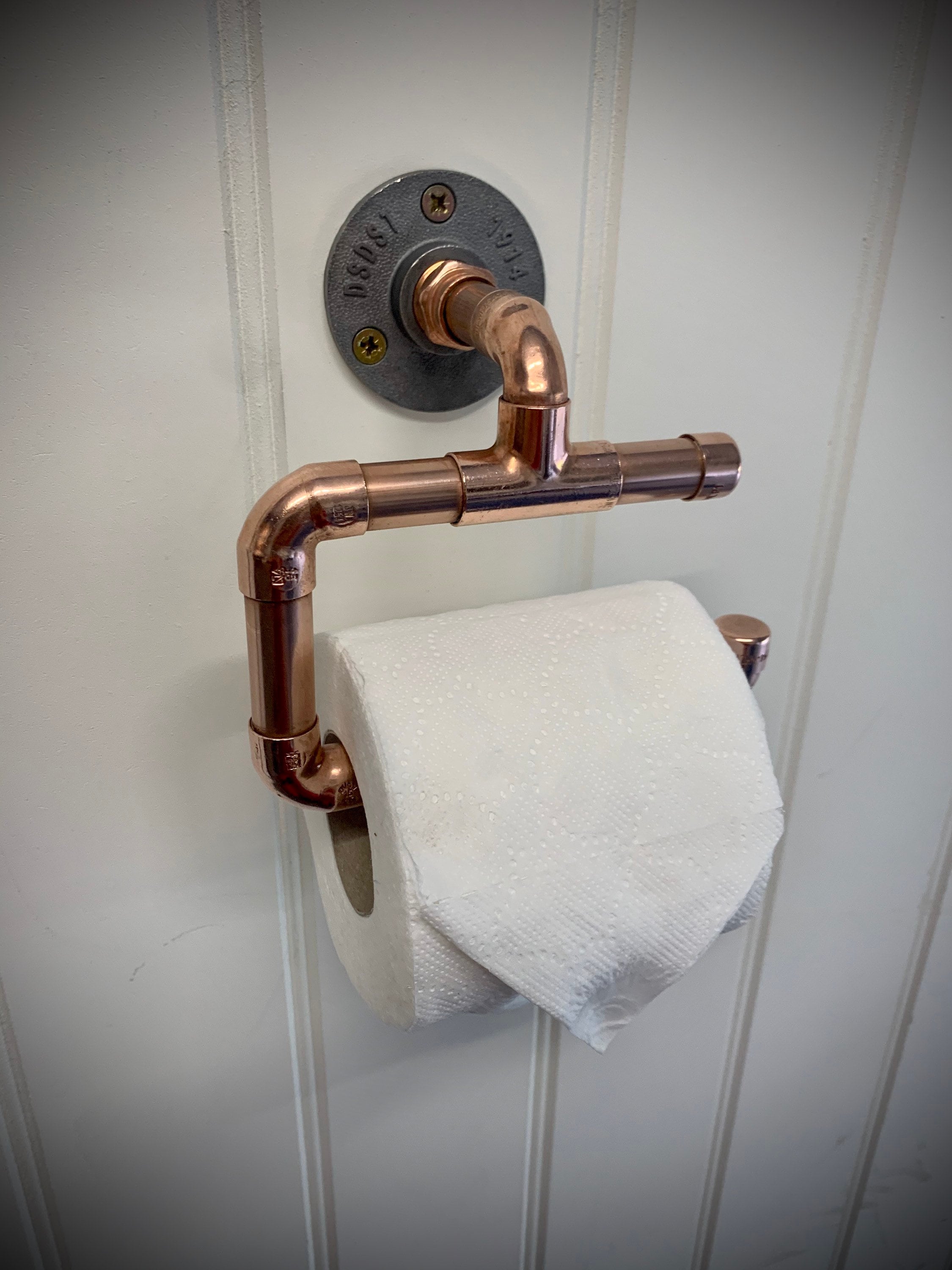 Copper industrial toilet roll holder Etsy