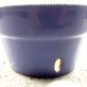 May include: A light purple ceramic planter with a drainage hole in the bottom.