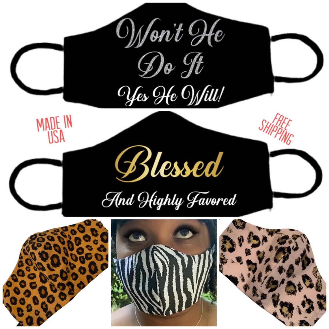 Spiritual Face Masks Religious Face Masks Animal Print Face Etsy