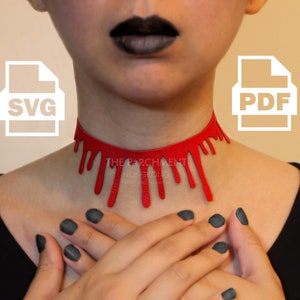 Leather Dripping Blood Necklace Pattern, SVG file for cricut, Leather Laser Cut file, Halloween leather accessories, easy leather pattern