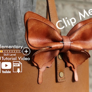 Leather Butterfly Bow Tie Pattern, Leather Hair Bow, Leather Pdf Template, DIY Leather Bow Tie, Leather wedding gift, easy leather pattern
