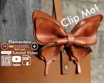 Leather Butterfly Bow Tie Pattern, Leather Hair Bow, Leather Pdf Template, DIY Leather Bow Tie, Leather wedding gift, easy leather pattern
