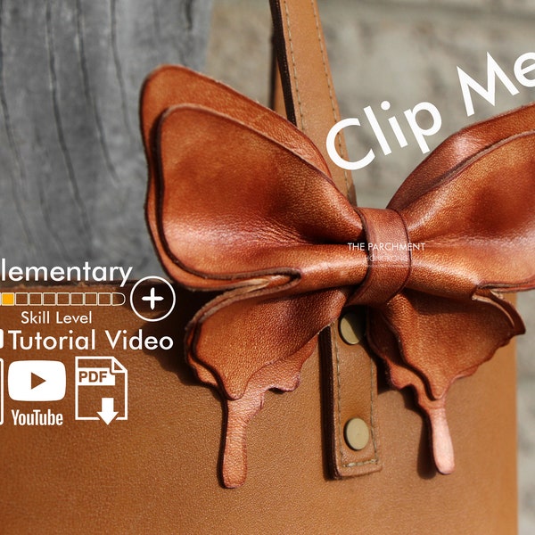 Leather Butterfly Bow Tie Pattern, Leather Hair Bow, Leather Pdf Template, DIY Leather Bow Tie, Leather wedding gift, easy leather pattern