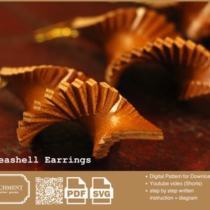 The Seashell Earrings Pattern, Leather Earrings, SVG file, Leather accessories, DIY Leather template, Leather PDF, Leather Pattern