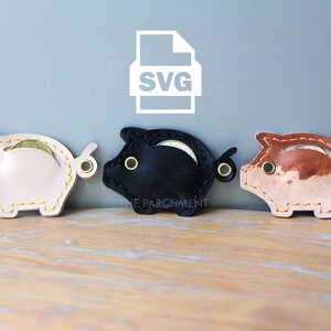 Leder Sparschwein Münzenhalter Muster, PDF SVG Leder Vorlage, Leder Tutorial, Leder Schlüsselbund, einfaches Leder Muster