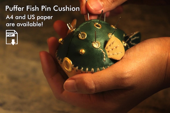 Leather Puffer Fish Pin Cushion Pattern, Leather Template, Leather Tutorial