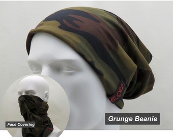 Camouflage Grunge Beanie: Multi-Functional Face Covering, Made in USA
