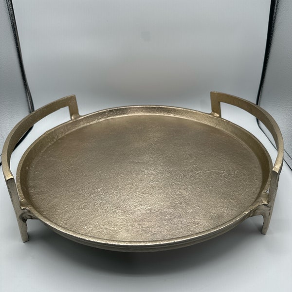 OTERO Round Gold Footed Table Decorative Tray  Heavy-grade Aluminum Modern Center Table Display