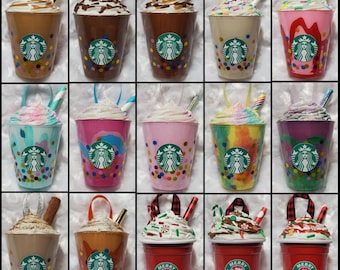 Ornaments / Mini Starbucks Drink / Latte / Hot Cocoa / Frappuccino/ Christmas Tree