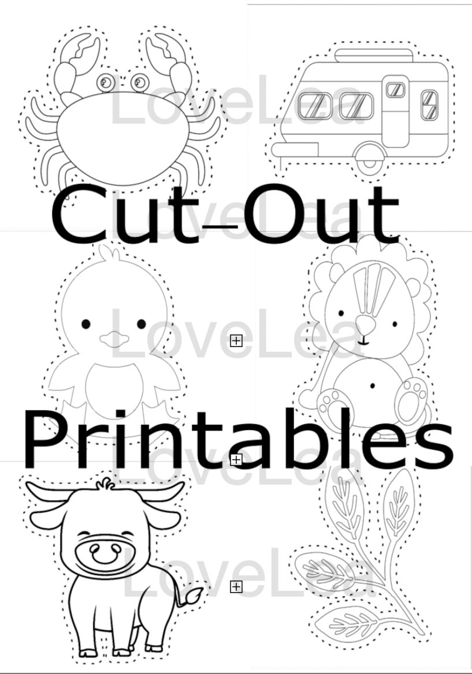 Printable Coloring Cutouts Simple and Easy 30 Pages of PDF Files Family