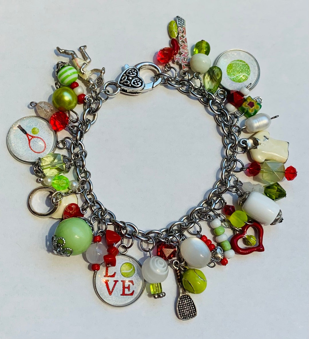 Artisan Tennis Sport Charm Bracelet Etsy