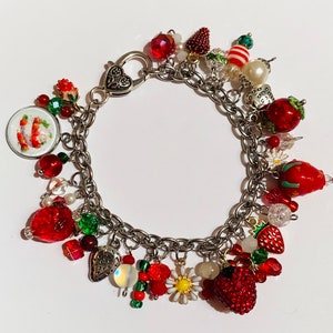 Strawberries and Cream Charm Bracelet