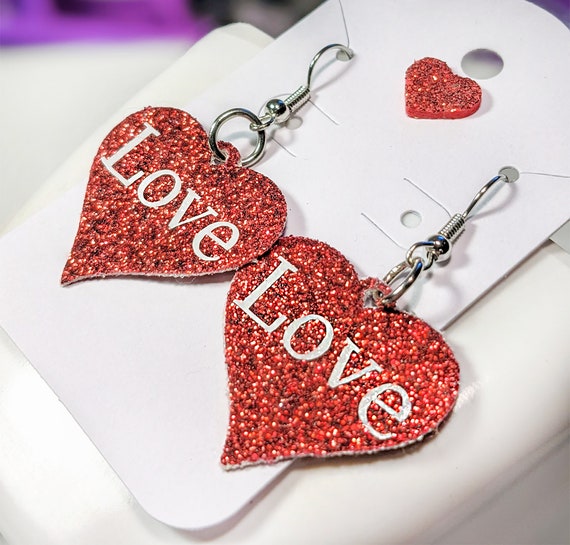 Dengmore Valentine's Day Valentine's Day Earrings Heart Love Red