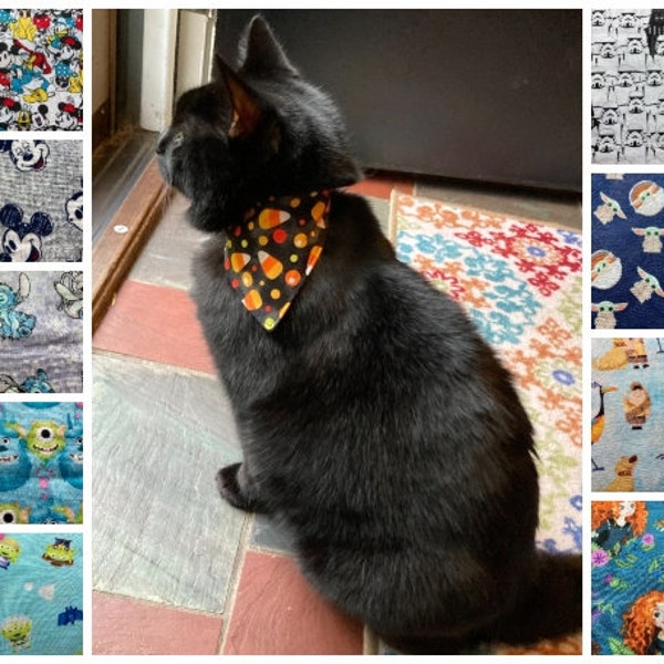 Cat Bandana Collar with Safety Buckle and Adjustable Collar- Custom Size- Custom Fabric- Cotton Fabric- Made to Order