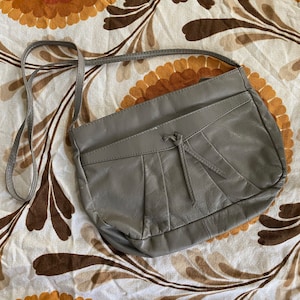 1980s Vintage Grey Leather Shoulder Bah Crossbody