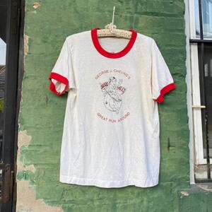 1980s White and Red Ringer Tee. George E Cheung's Great Run