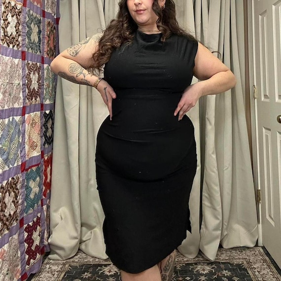 black cowl neck midi dress Black Draped Cowl Neck Midi Dress