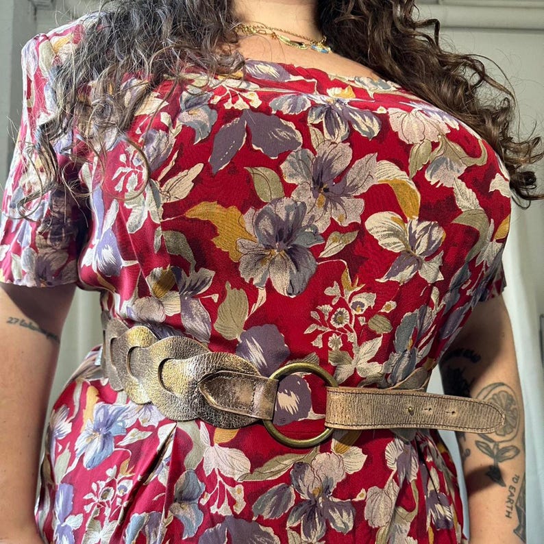 90s Floral Silk Midi Dress - Adrianna Papell Vintage Plus Size image 7