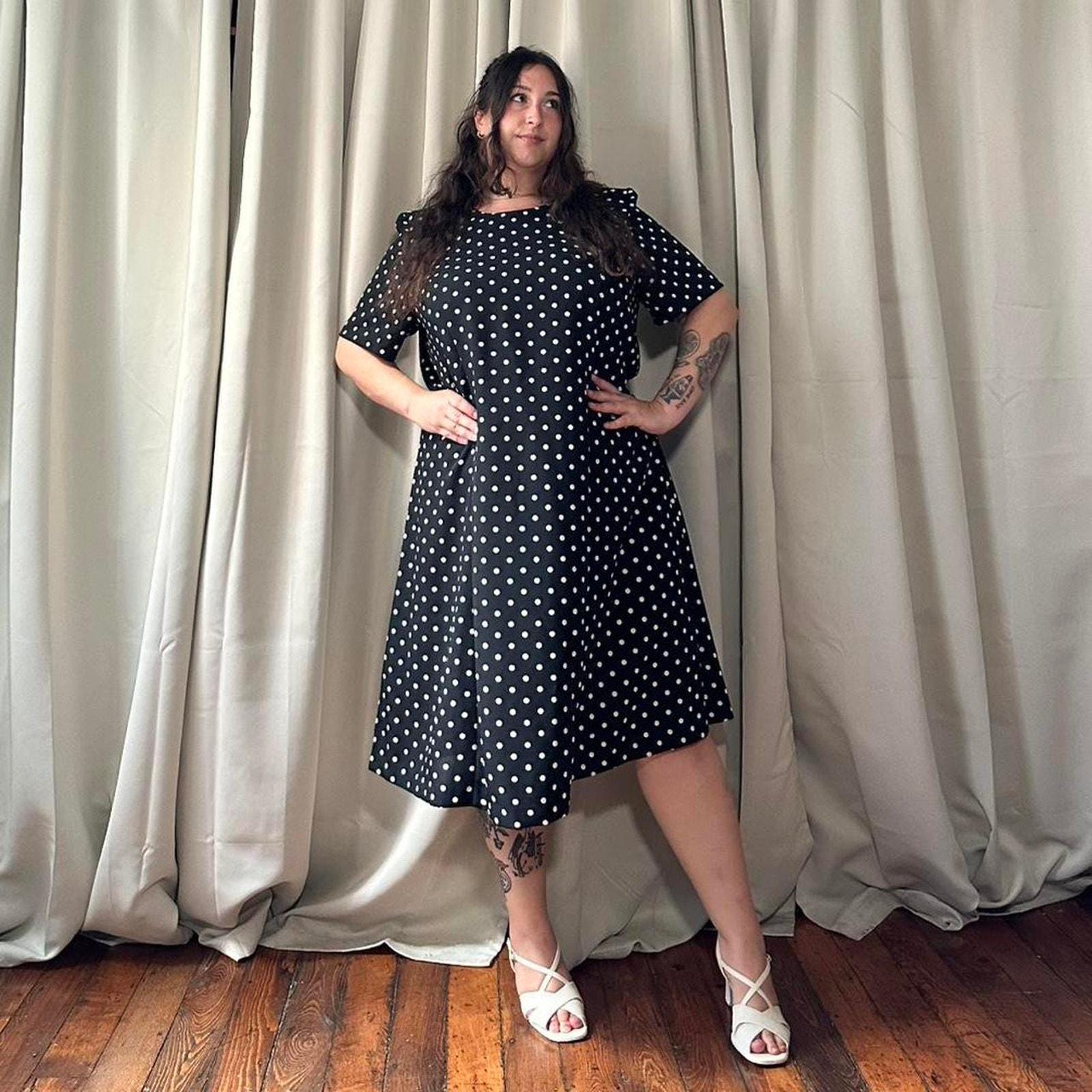 retro plus size polka dot dress 50s Dresses Rockabilly Style Plus Size Dolly And Dotty 50's Rockabilly  Retro Polka Dot Swing Dress