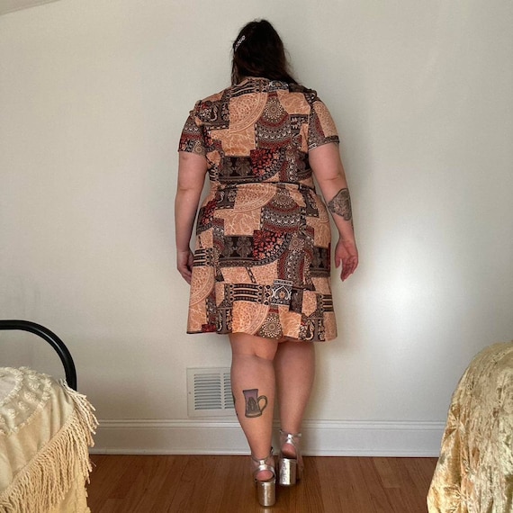 1970s Paisley Patchwork Midi Dress: Vintage Polye… - image 8