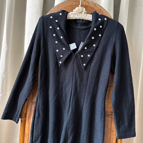 Liz Claiborne Black Knit Dress. Tag size L. Acryl… - image 3