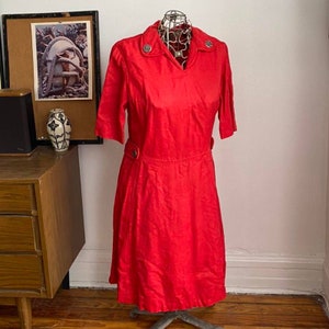 1950s Mr Edie Red Dress. Good condition. No informational tag. No stretch.