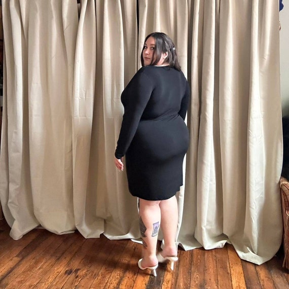 Metrostyle Black Faux Wrap Longsleeve Dress. Tag 18W. Polyester Spandex. 3X  - Etsy
