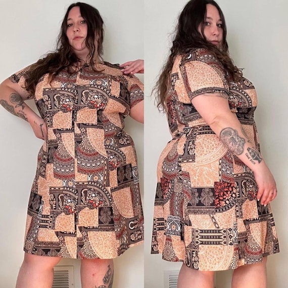 1970s Paisley Patchwork Midi Dress: Vintage Polye… - image 2