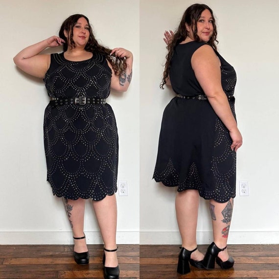 Y2K Black Slinky Dress With Silver Studs - Roamans Plus Size 30W - Etsy