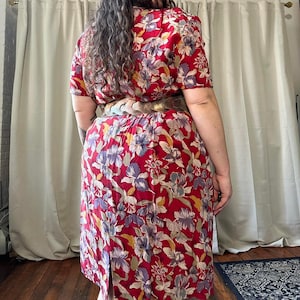 90s Floral Silk Midi Dress - Adrianna Papell Vintage Plus Size image 6