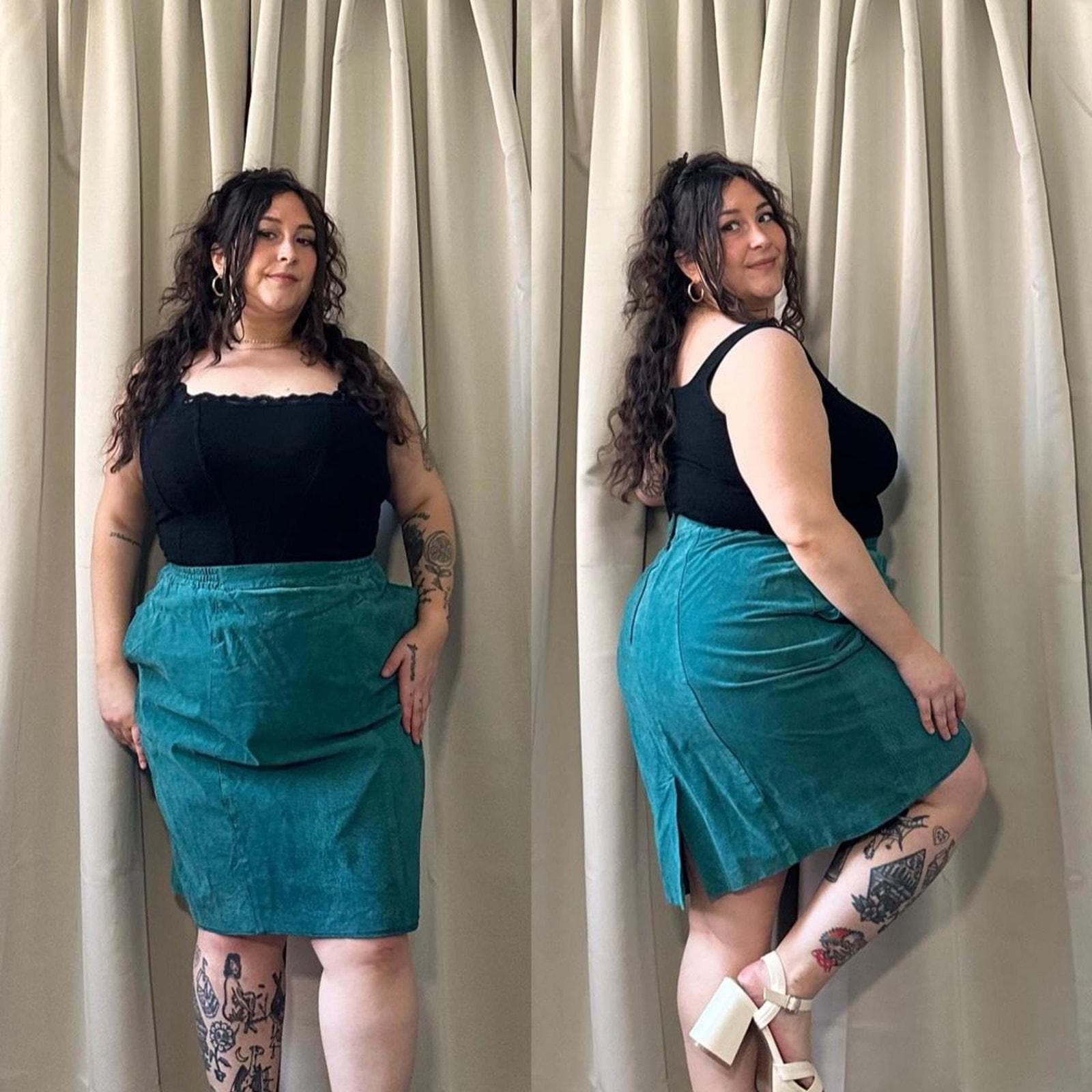 Vintage Green Leather Skirt