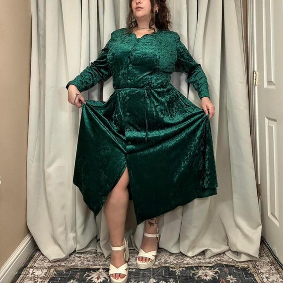 vintage emerald green maxi dress 80s Emerald Green Maxi Dress