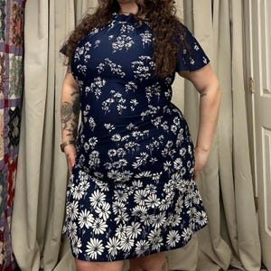Blue and White Floral Midi Dress - Etsy Blue and White Floral Midi Dress - Etsy