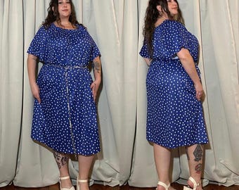 80s 90s Vintage Polka Dot House Dress - Plus Size 3X