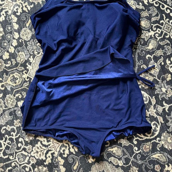 1990s T.H.E. Swimwear Navy One Piece Swim Suit. Nylon… Gem