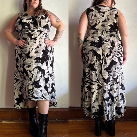 black and white empire waist dress Linen-Blend Empire Waist Maxi Dress