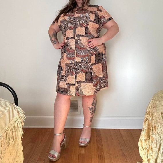 1970s Paisley Patchwork Midi Dress: Vintage Polye… - image 6