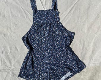 1980s Brittany Nicole Maternity Navy Ditsy Floral Romper. Polyester, Cotton. Tag size M. Good condition.