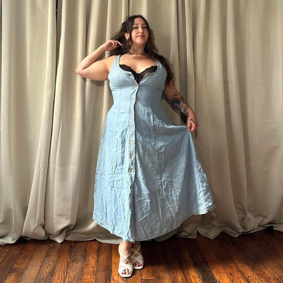 chinese dress ladies SLEEVELESS DENIM MAXI DRESS  Forbes Fashions