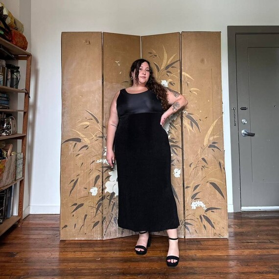 1990s Ronni Nicole Black Slinky Midi Dress. Non Stretch Sheer Bodice. Plus Size Vintage Slinky Black Dress. 1X 2X Etsy Canada