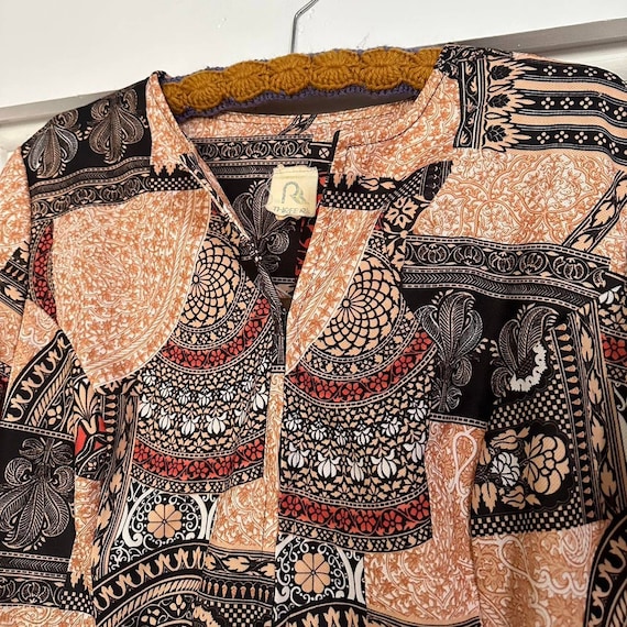 1970s Paisley Patchwork Midi Dress: Vintage Polye… - image 5