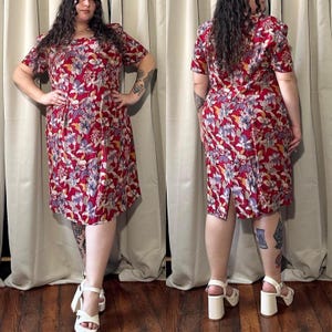 90s Floral Silk Midi Dress - Adrianna Papell Vintage Plus Size image 2