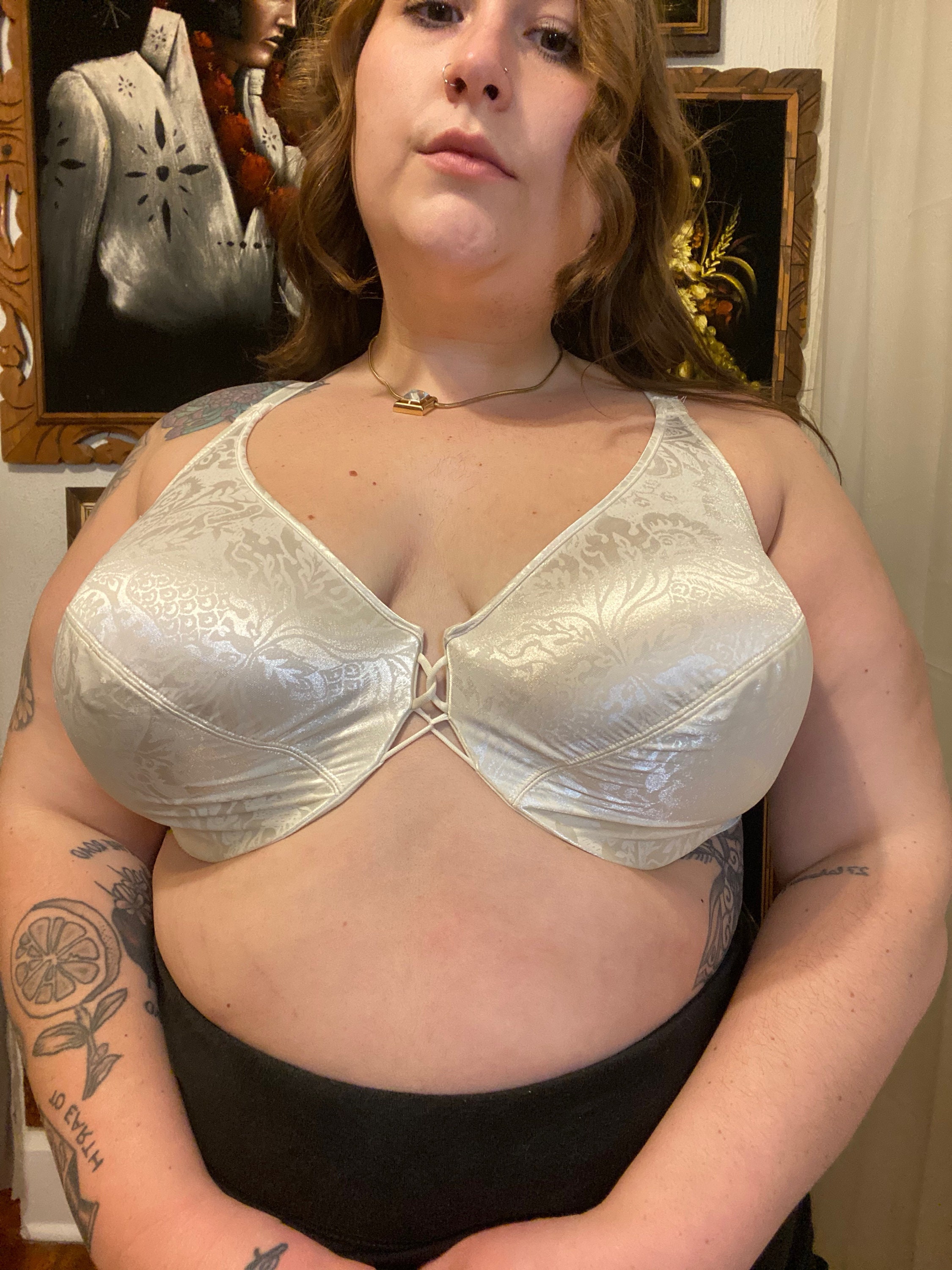 Plus Size Vintage Satin White Full Coverage Bra 44DD Etsy